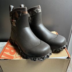 HISEA Men's Rubber Boots Ankle Rain Boots Waterproof Outdoor Mud Bootie for Lawn and Garden