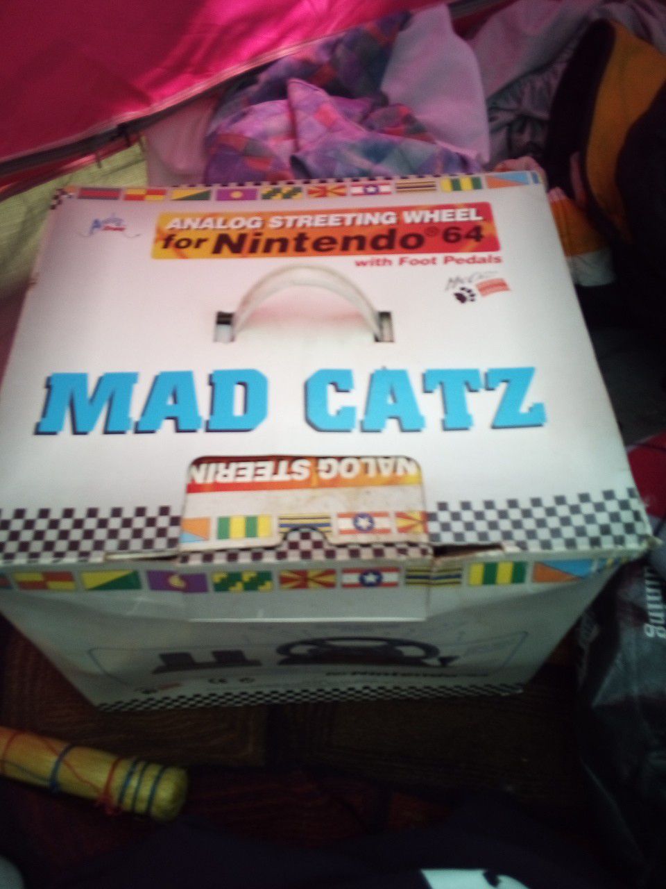 Mad Cats analog streeting wheel for Nintendo 64 with foot petals