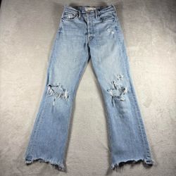 Mother Superior The Tripper Ankle Jeans Misbeliever Women's 26 Blue Raw Hem#9F