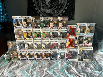 Funko pops, pins and barrel pop