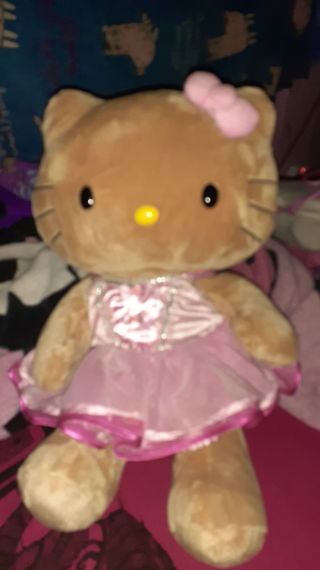 Hello kitty pink dress brown plush build a bear