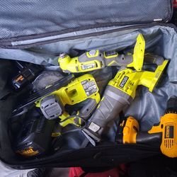 Ryobi and DeWalt power tools