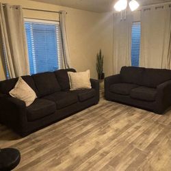 Black Couch Set – Large Couch + Loveseat – Good Condition – $400