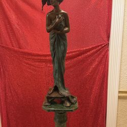 Statue Bronze And Marble Pedestal 