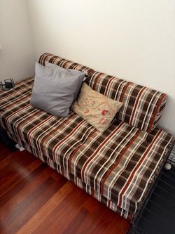 Plaid Fabric Loveseat Sofa