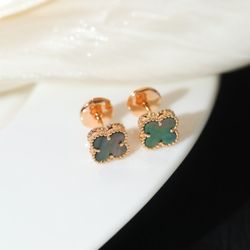 Van Cleef & Arpels Rose Gold Gray Mother-of-Pearl Stud Earrings