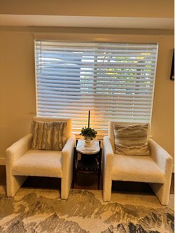 2 modern white sofa chairs