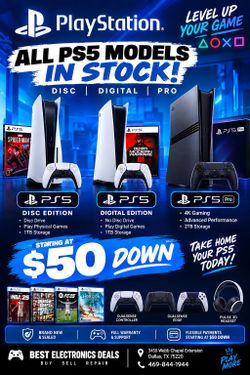 Ps5 disc digital, Ghost of Yotei , wolverine on payments with $50 down to take home all credit apply