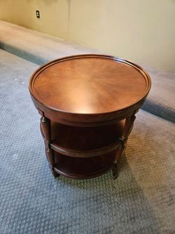 Vintage 3-Tier Oval/Round Wooden Accent Table with Casters