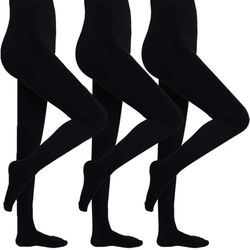 Womens Winter Warm Leggings Elastic Velvet Fleece Lined Thick Tight Leggings/3 pairs