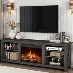 Aiert TV Stand for TVs up to 78" with Fireplace Included