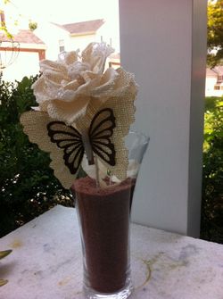 Burlap butterfly glass decor