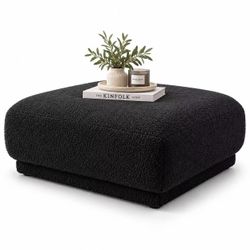 36.2ā Modern Black BouclĆ© Ottoman ā Upholstered Footrest & Coffee Table