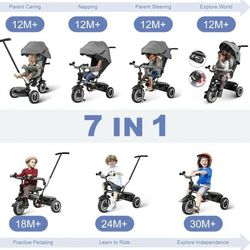 Pickup From LebanonTN 37087...Toddler  7 In 1Tricycle with Push Handle, Tricycle for toddlers 1-3 TBaby Tricycle,Kids Tricycle, Tricycle Stroller wit