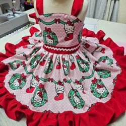 New Girls Hello Kitty Christmas Dress Sizes 2-3-4-5-6