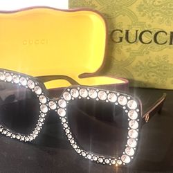 Gucci Black Rhinestone Oversized Glasses