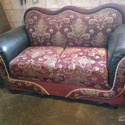 Used Good Condition Antique Leather And Fabric Couch 