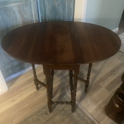  Antique English Oak Drop Leaf Gateleg Oval Table with Barley Twist Legs 