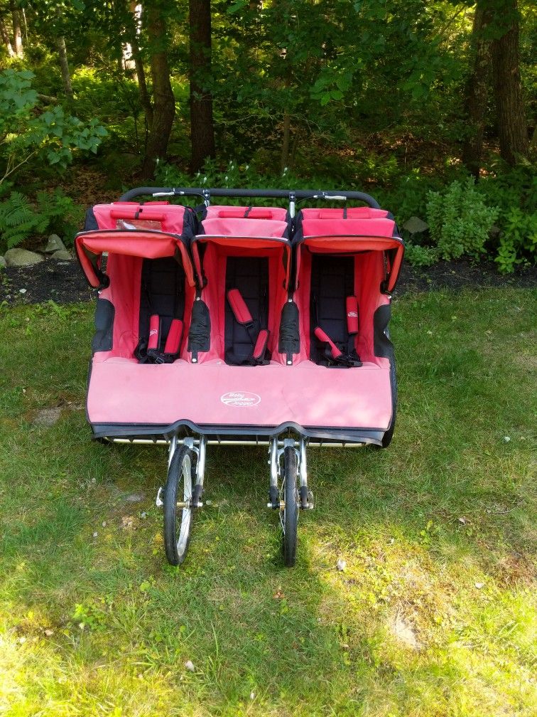 Red Three Seated Baby Stroller
