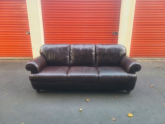 Brown Leather Couch - Free Delivery