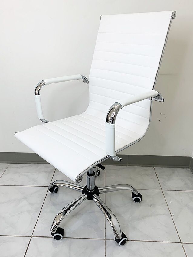(NEW) $85 Modern Computer Office Chair Mid Back Recline Adjustable Seat PU Leather