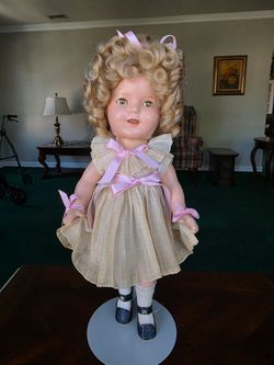 Vintage Large Shirley Temple Doll – Beautiful Curly Hair & Dress