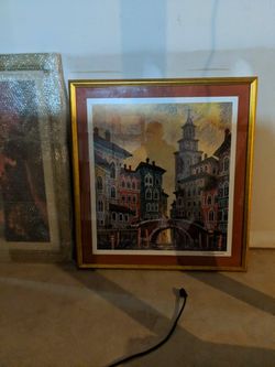 Venice Yellow sunset.  Framed Artwork.  Make Me An Offer