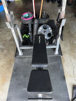 Bench, Bar, And Weights