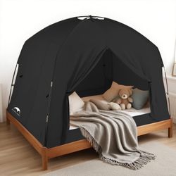 Bed Tents for Kids and Adult, Portable 100% Breathable and 93% Blackout Toddler Dream Play Tent, 3 Doors Big Privacy Space Sleeping Canopy