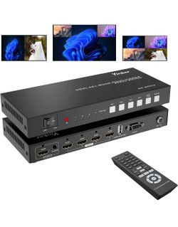 4K HDMI Quad Multi-viewer 4x1, Yinker 4 in 1 Out HDMI Quad Switcher 4 to 1 Screen Multiviewer for 4K@60Hz, Supports Audio Extractor & Screen Rotation 