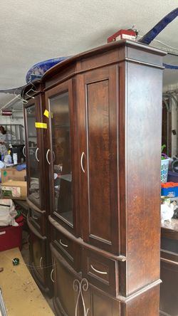 Dark brown china cabinets (total of 3 parts)