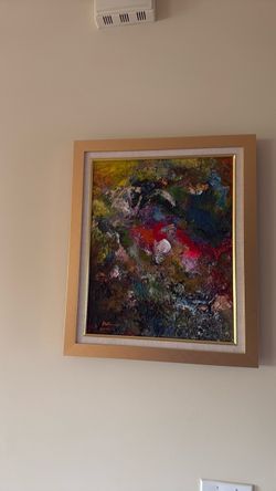 Framed Abstract Oil Painting Signed 2014