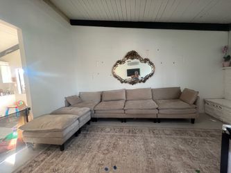 Oprisen 154" Modular Sectional Sofa, Comfy Cloud Couch Sectional Sofa with Ottoman, Chenille Sofa Sl