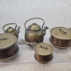3 Vintage Skultuna copper pots lids and other stuff