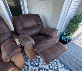 2 Ashley McGann Manual Rocker Recliners- Walnut Brown