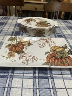 Grace Pantry Pumpkin Vine Porcelain Fall Serving Dishes