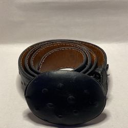 Black Leather Belt With White Stitching 