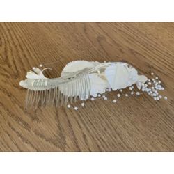 Vtg Faux Flower Wedding Hair Pin Comb Bridal Clip Faux Pearl Bridesmaid Headband