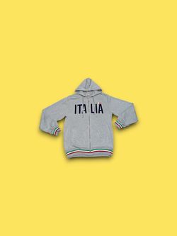 Vintage Italia Italy Y2K Gray Zip Up Hooded Jacket Men’s Size XL