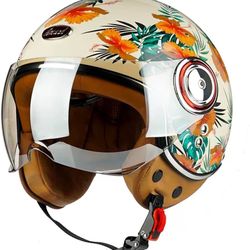 Open Face Motorcycle Half Helmet with Visor 