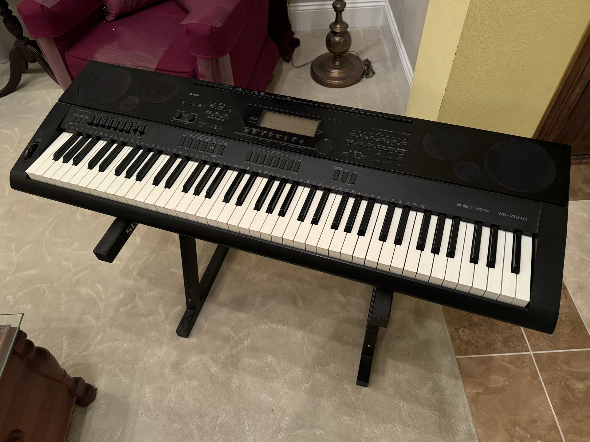 Casio WK-7500 76-Key Keyboard & Stellar Labs Stand
