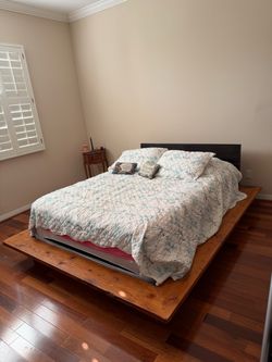 Queen Size Wood Platform Bed Frame with Headboard