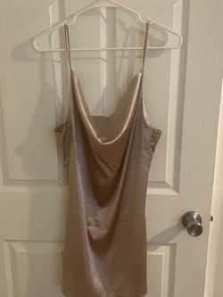 Silky Champagne Cowl Neck Dress