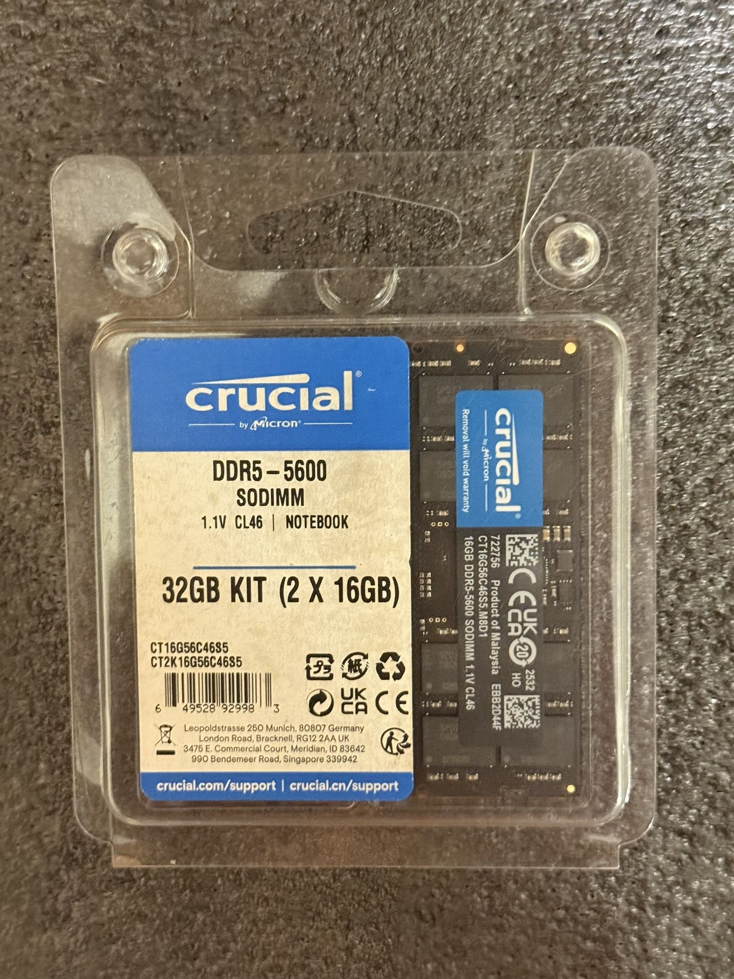Crucial 32GB DDR5 RAM Kit (2x16GB), 5600MHz