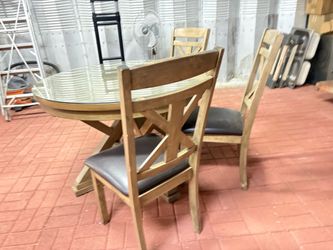 Glass Topped Round Table and Chairs
