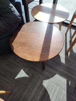 Round Wood Side Table Mid-Century Style