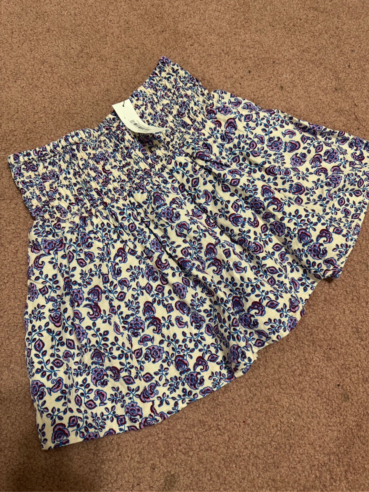 New Xs short floral ruffle boho stretchy skirt purple mini