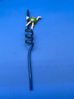 M&M green character curly spiral straw