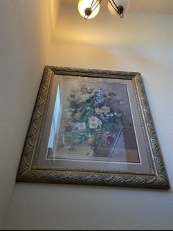 Home Interiors Ornate Picture Vase with Flowers.