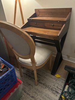 Rustic Wooden Secretary Desk with Storage Drawers